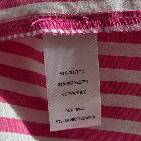 Pioneer Woman Top Plus Size 1X Pink White Striped Square Neck Smocked Sleeve - Picture 7 of 7